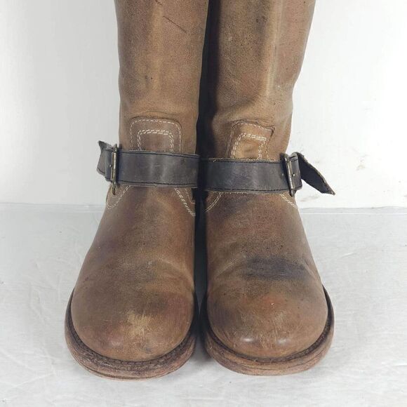 FREEBIRD BY STEVEN Women's CRSBY US 8 Brown Distressed BIKER MOTO BOOTS - Picture 3 of 15